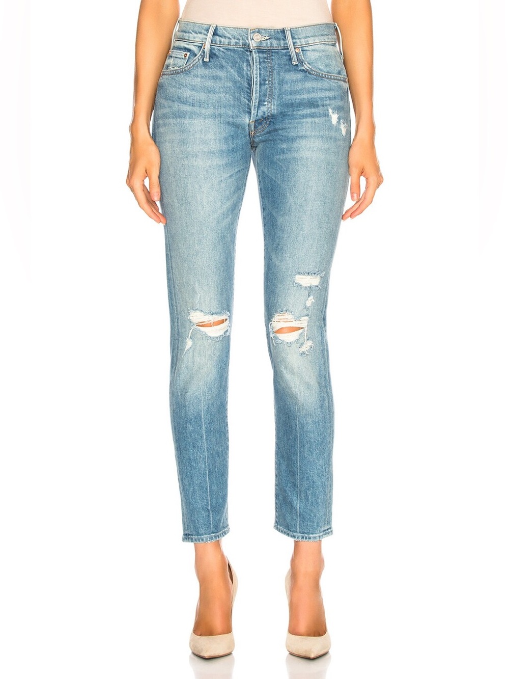 MOTHER The Stinger Flood Jeans High As The Heavens Blue Denim Size 25